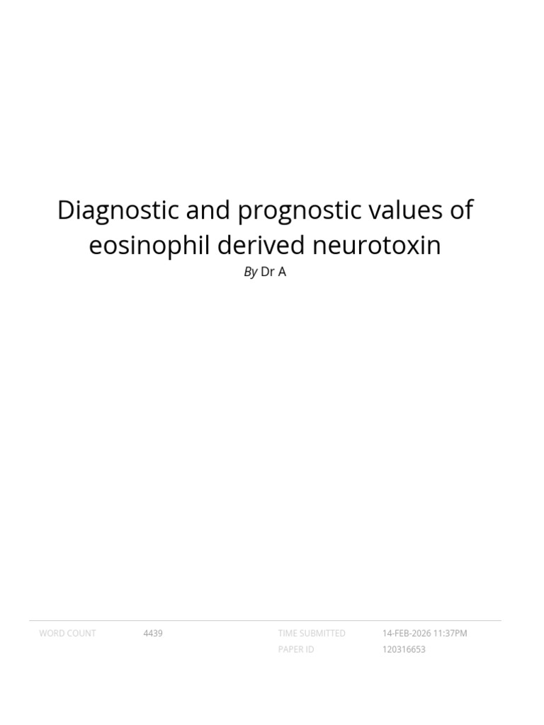 Diagnostic and Prognostic Values of Eosinophil Der | PDF | Medicine ...