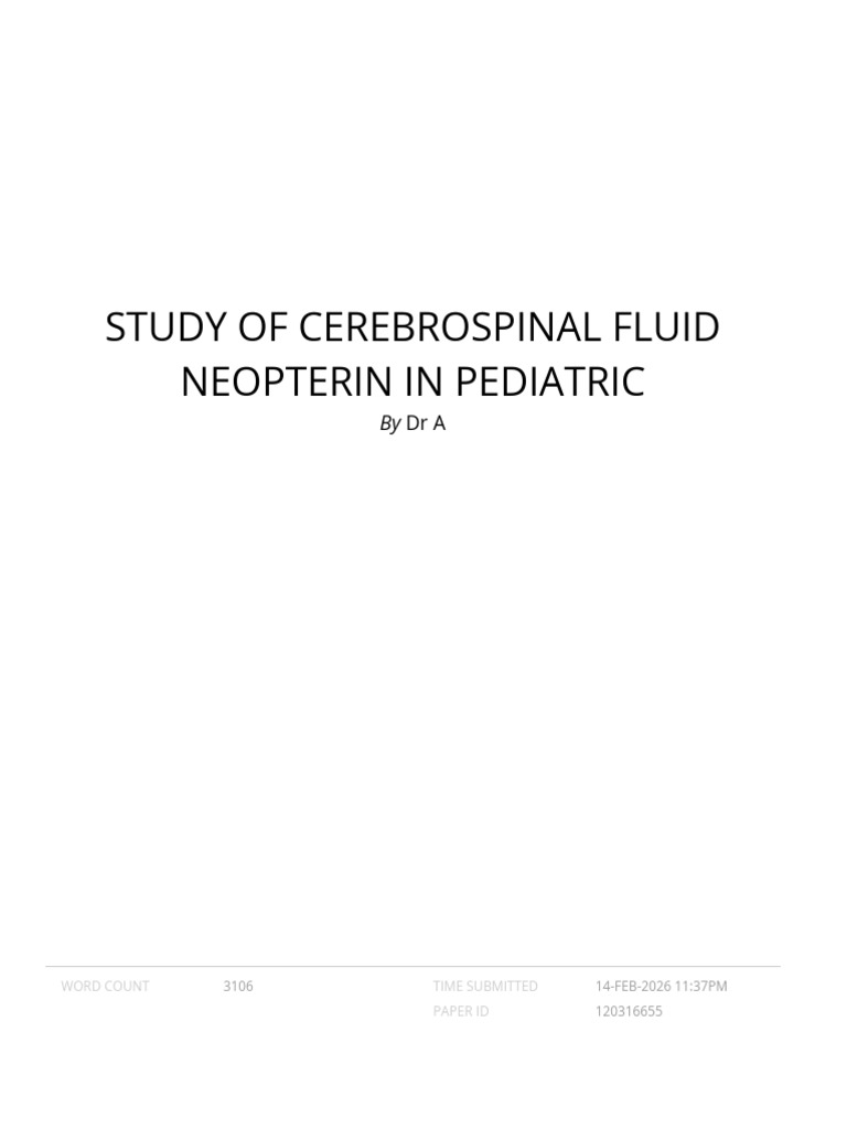 Study of Cerebrospinal Fluid Neopterin in Pediatri | PDF