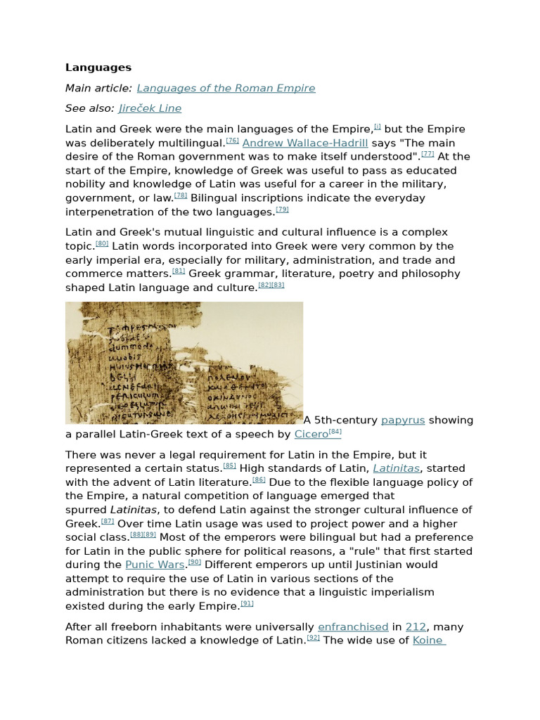 Roman Empire - Languages | PDF | Roman Empire | Languages Of Europe