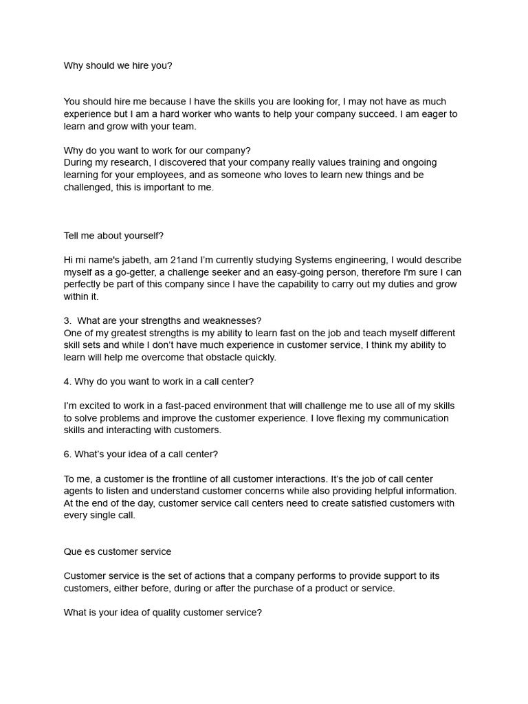 Questions and Answers, Call Center | PDF | Call Centre | Skill
