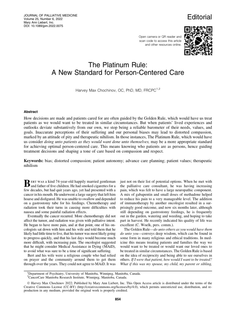 The Platinum Rule: A New Standard for Person-Centered Care | PDF ...