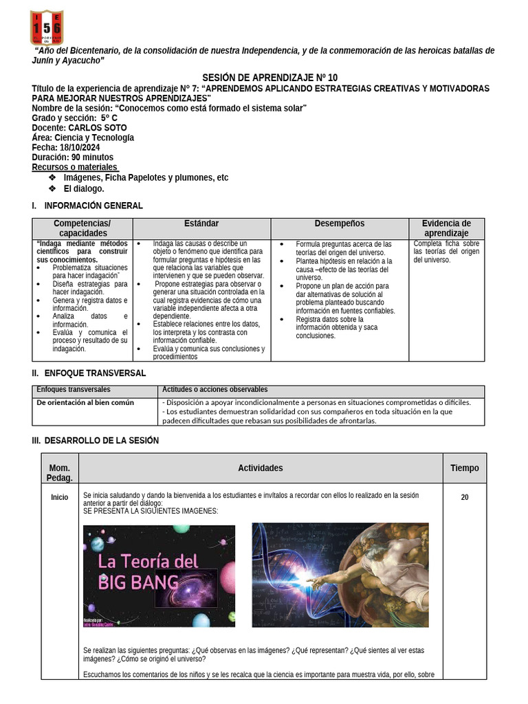 sesion 09 unidad 7 CIENCIA teorias del universo | PDF | Big Bang | Universo