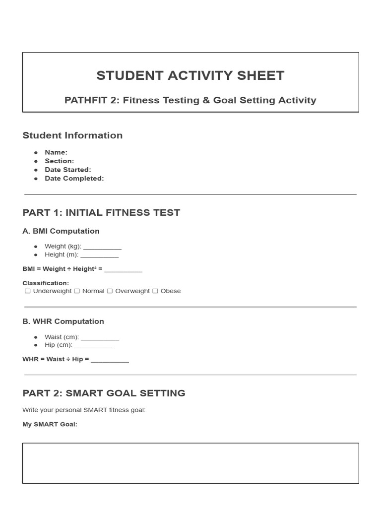 Student Activity Sheet 4 | PDF | Body Mass Index | Hyperalimentation