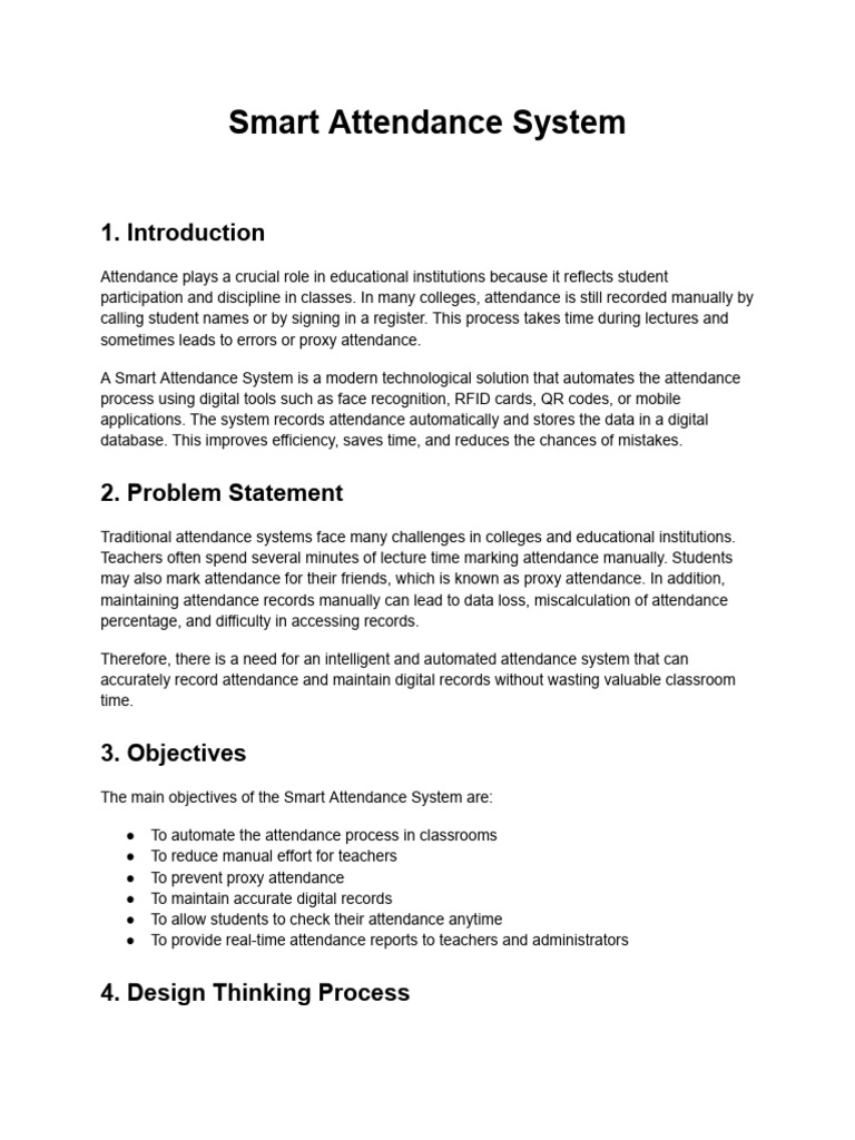 Smart Attendance System | PDF | Radio Frequency Identification | Biometrics