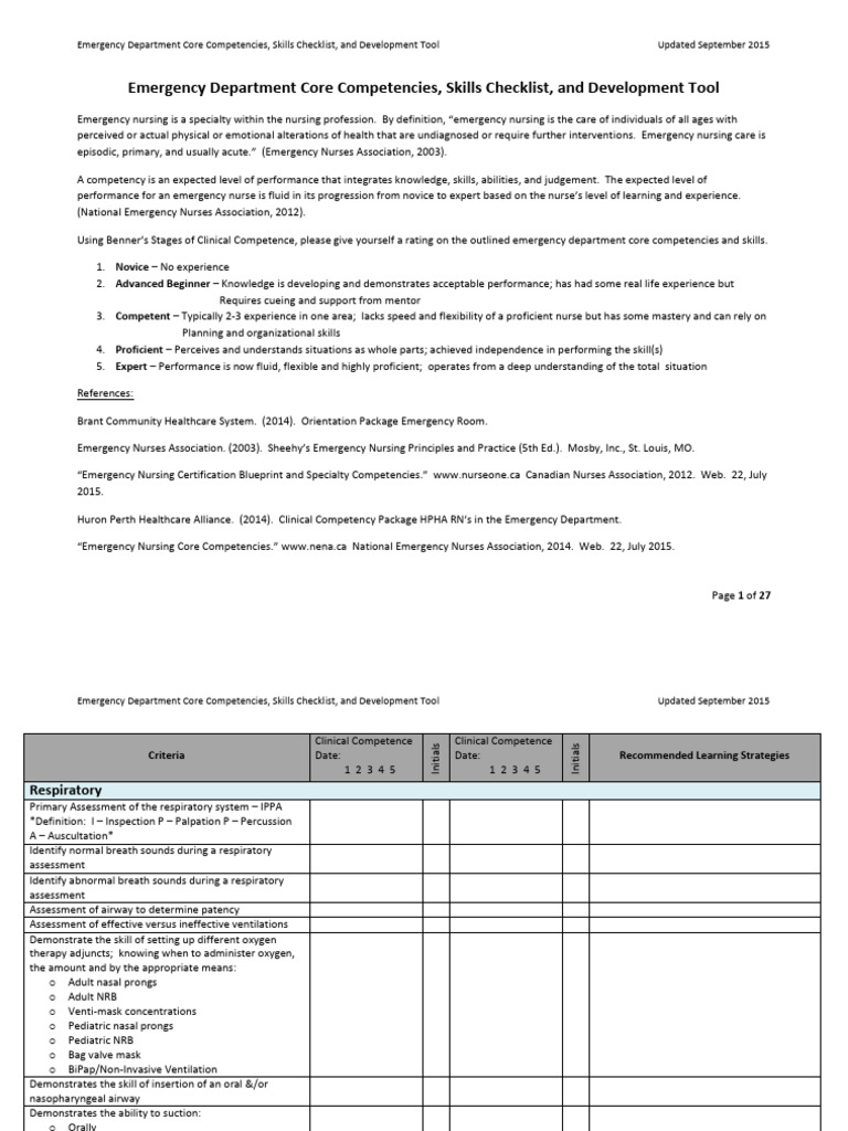 Emergency Department Core Competencies V2 | PDF | Heart | Shock ...