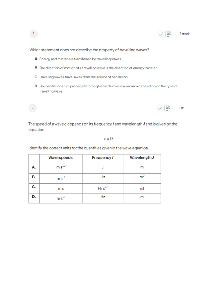 Wave Model MCQ (SAVE MY EXAMS) | PDF