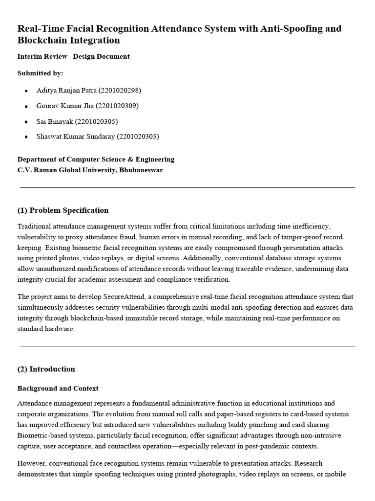 SecureAttend_ Interim Review Design Document1 | PDF | Receiver ...