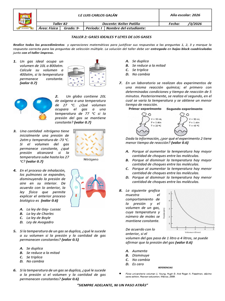 Taller 2 Gases Ideales y Leyes de Los Gases | PDF