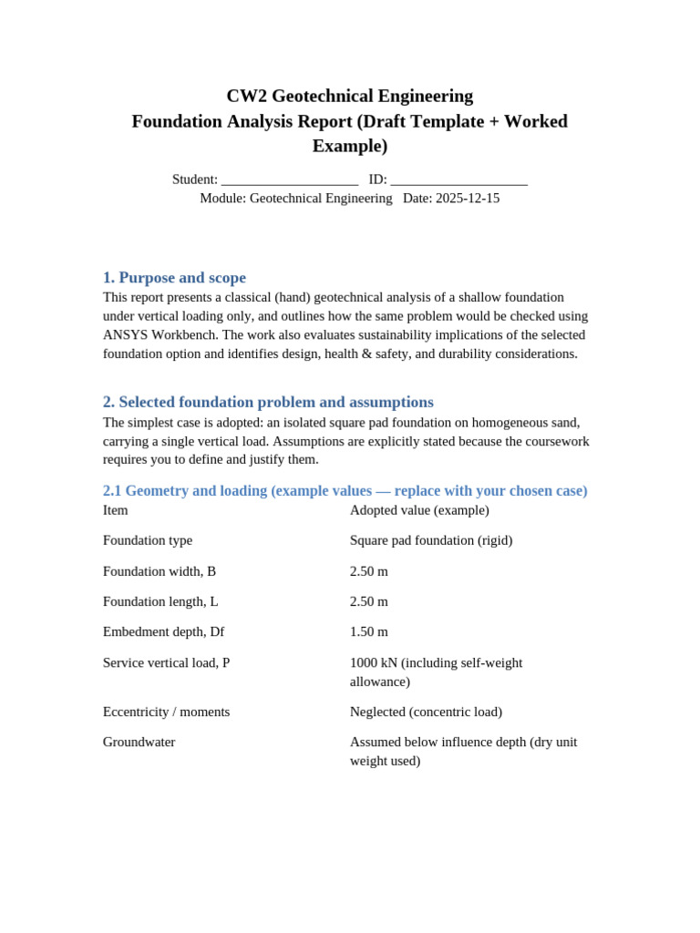 CW2 Geotechnical Report Draft | PDF