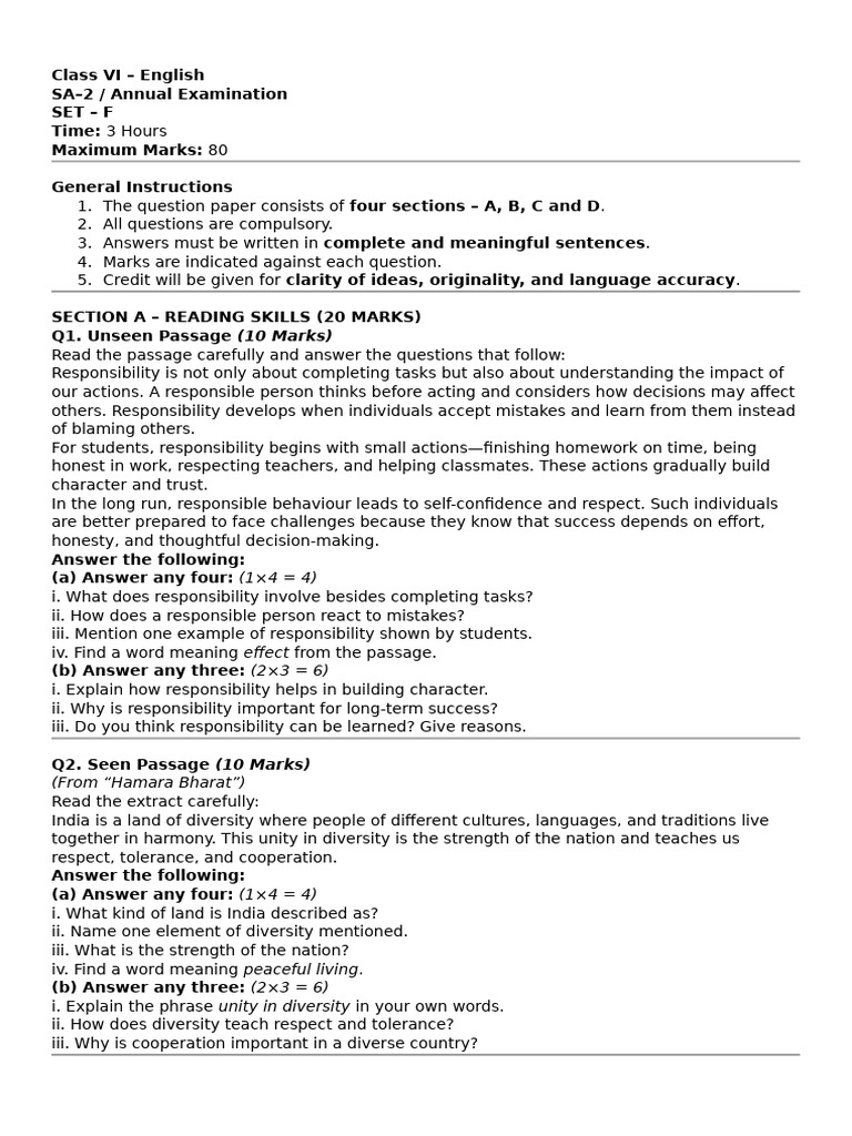 Class Vi English | PDF | Verb | Sleep