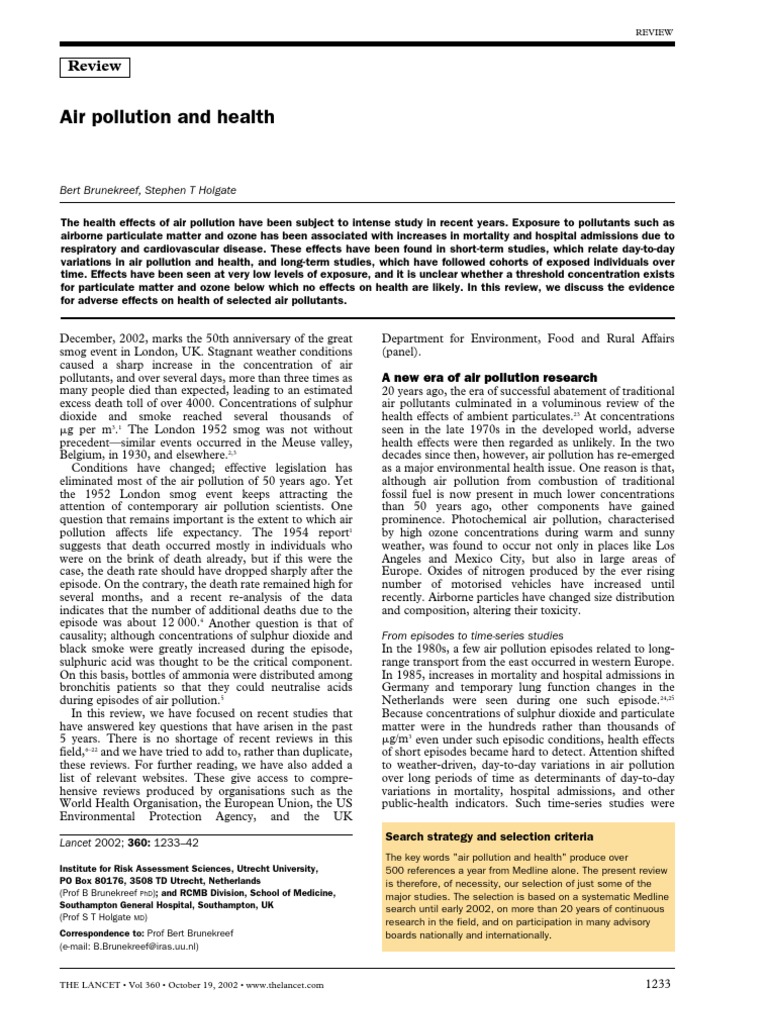 Air Pollution and Health | PDF