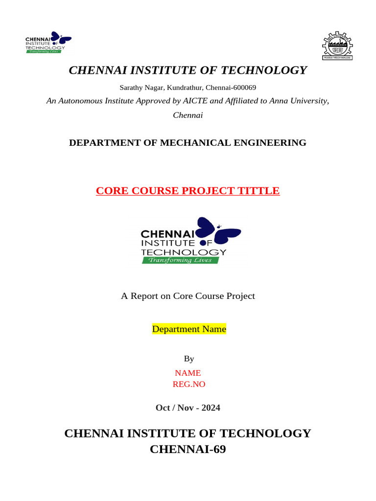 952213699 CORE COURSE PROJECT Report Format for All Department 1 | PDF ...