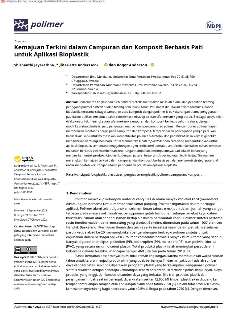 Recent Advances in Starch-Based Blends and Composites For - 2025.en ...
