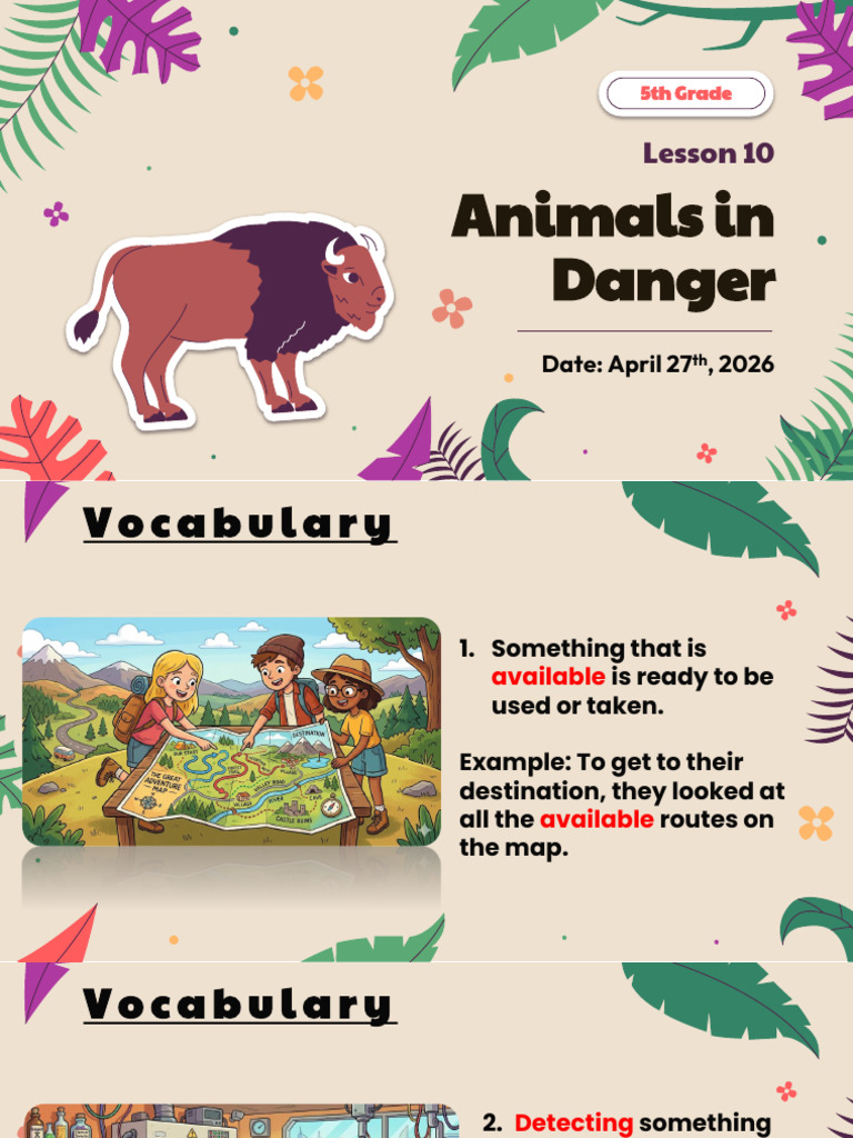 Lesson 10 Animals in Danger 2026 | PDF | Bison | Hunting
