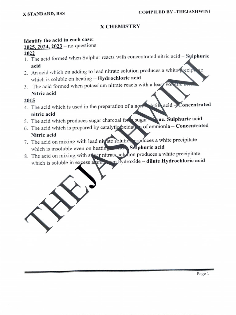 X Chem Identify the Acid | PDF