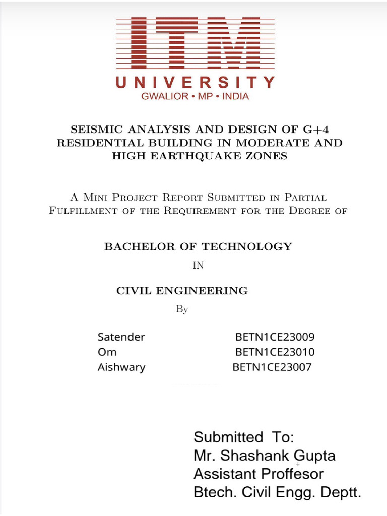 Report Seismic Analysis and Design of g+4 Residential Building in ...