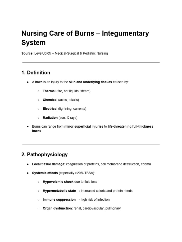 Nursing Care of Burns – Integumentary System | PDF | Burn | Wound