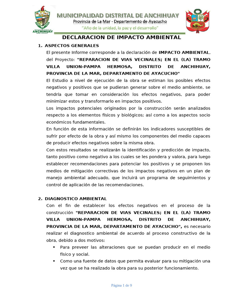 IMPACTO AMBIENTA | PDF | Evaluación de impacto ambiental | Entorno natural