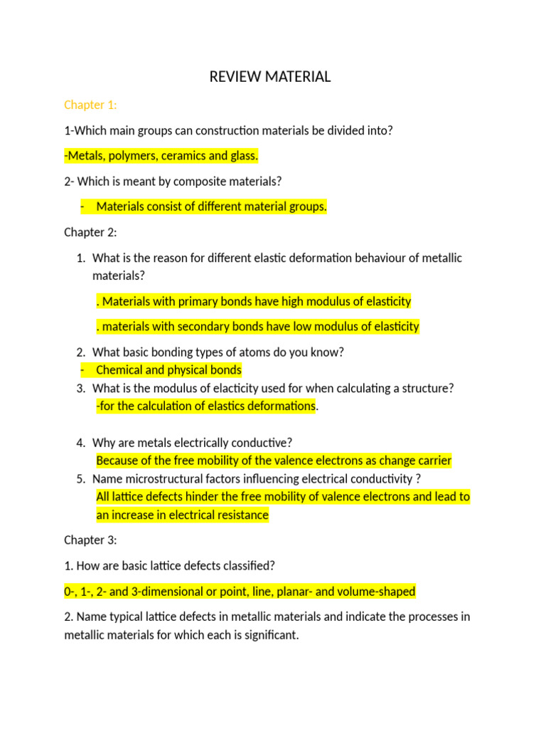 Review Material | PDF | Plasticity (Physics) | Crystal Structure