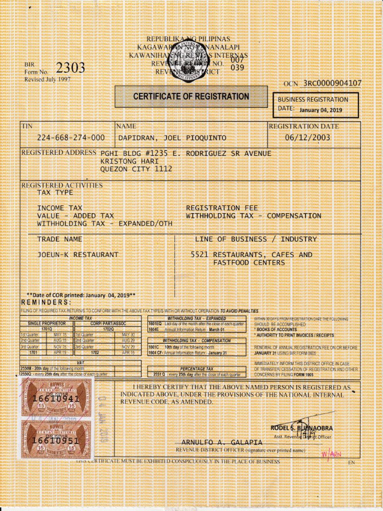 Bir 2303 | PDF | Taxes | Government Finances