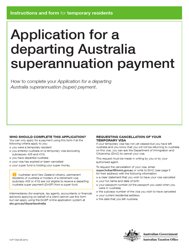 ATO Form - DASP (Departing Australia) | PDF | Travel Visa