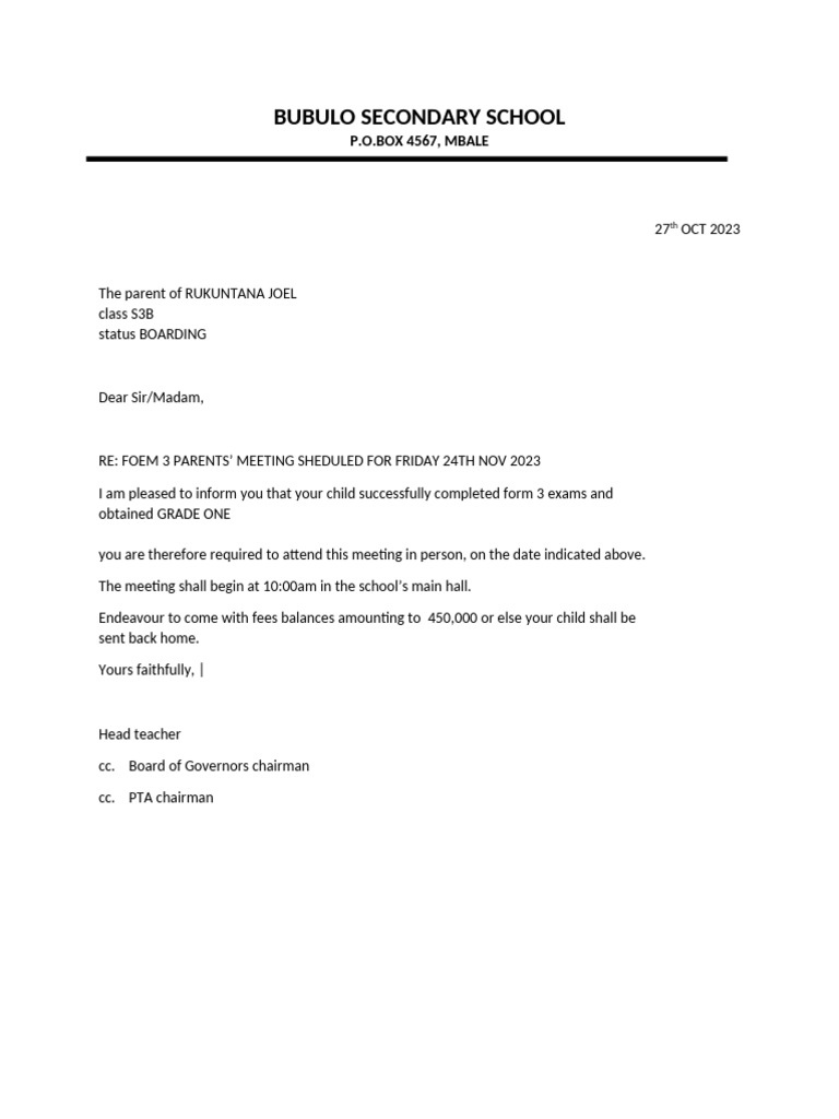 Bubulo Secondary School | PDF