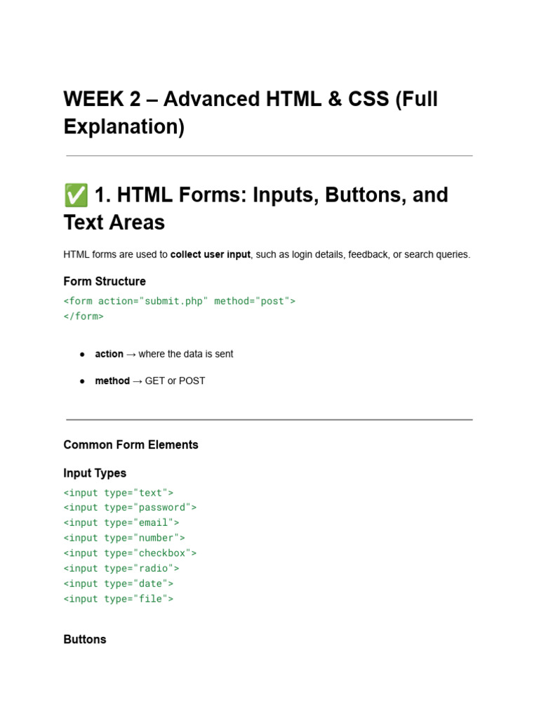 Week 2 Content | PDF | Html Element | Responsive Web Design