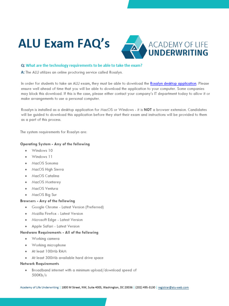 Alu Exam Faqs | PDF | Mac Os | Software