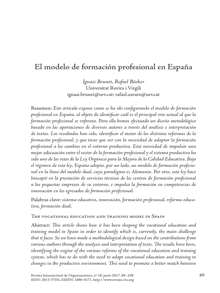 El Modelo de Formacion Profesional en Es | PDF