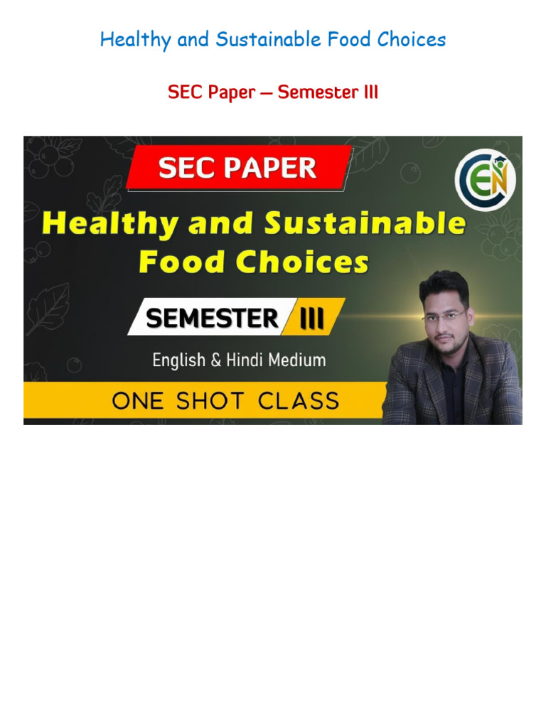 Sec - Healthy and Sustainable Food Choices | PDF