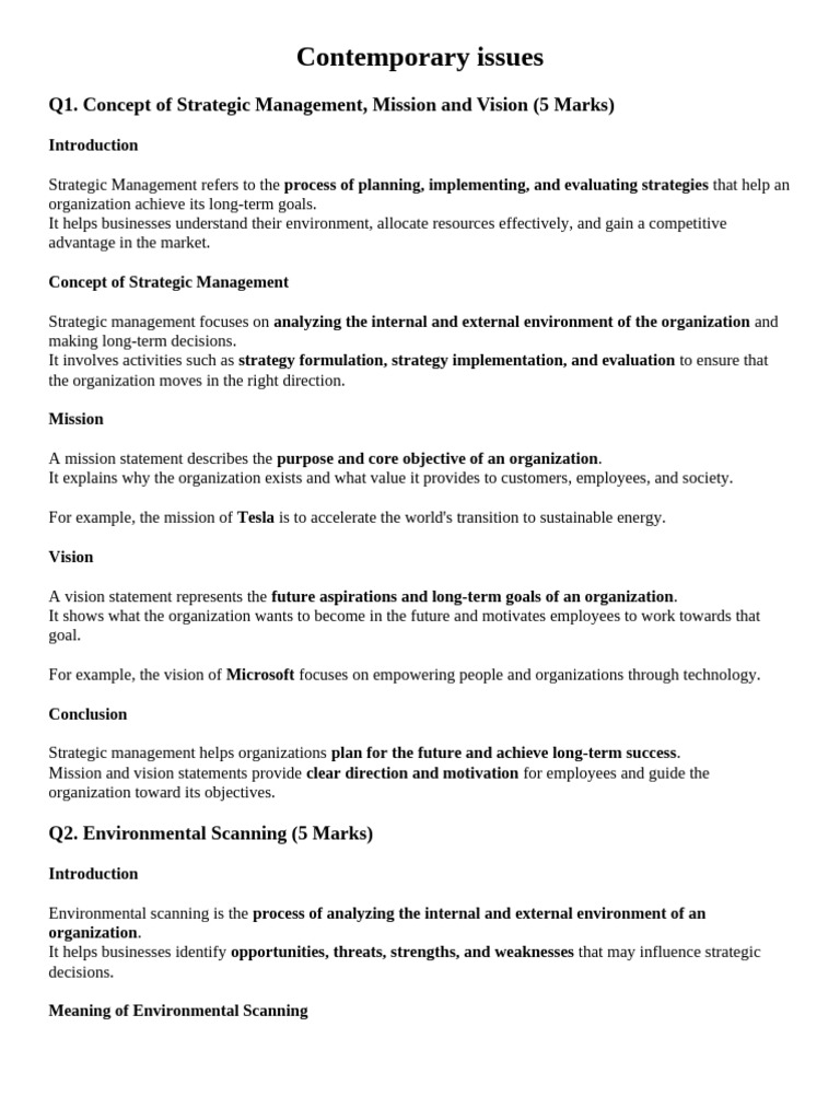 Contemporary Issues | PDF | Swot Analysis | Strategic Management