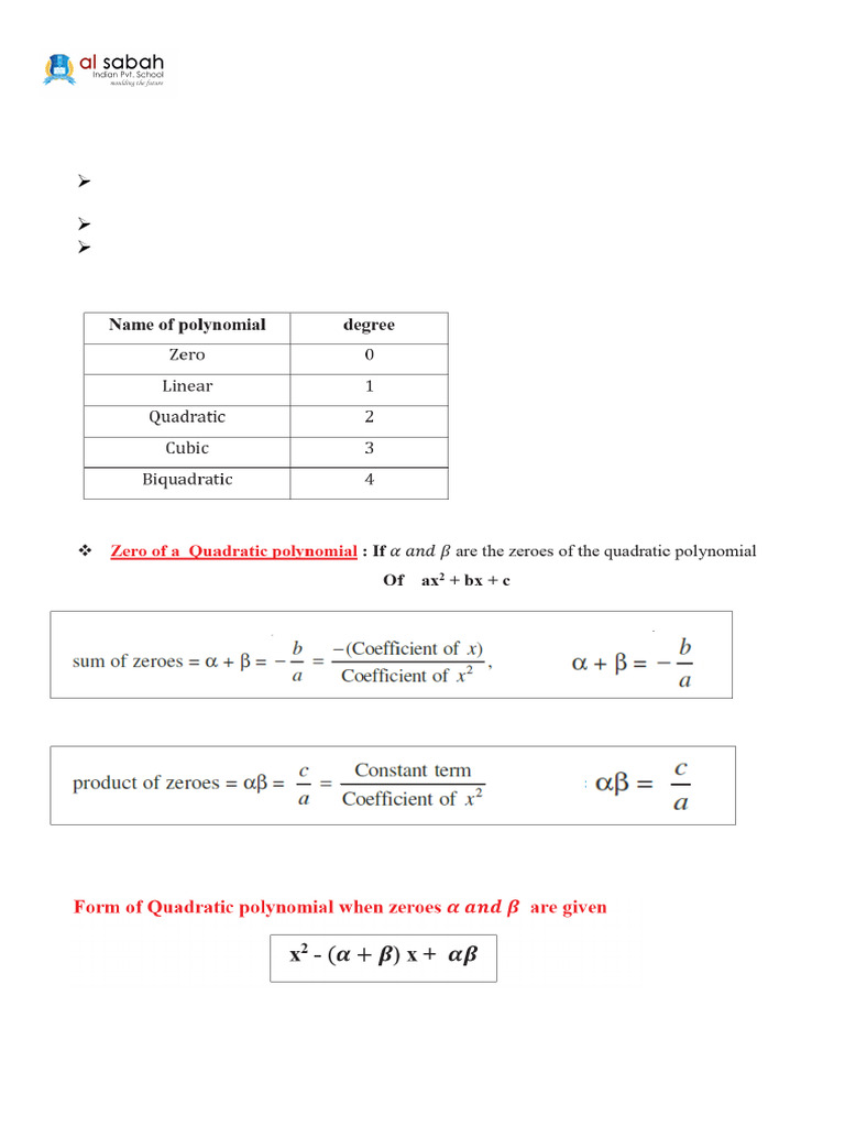 G10 Math Formula Sheet | PDF
