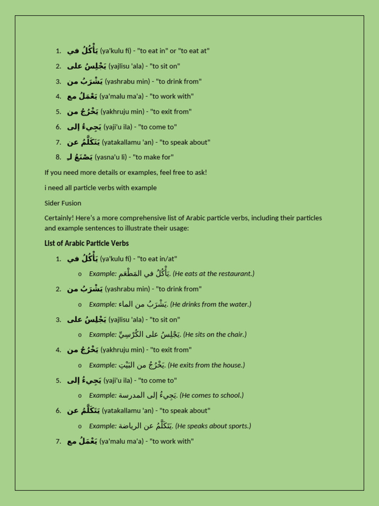 Arabic Particle Verbs | PDF