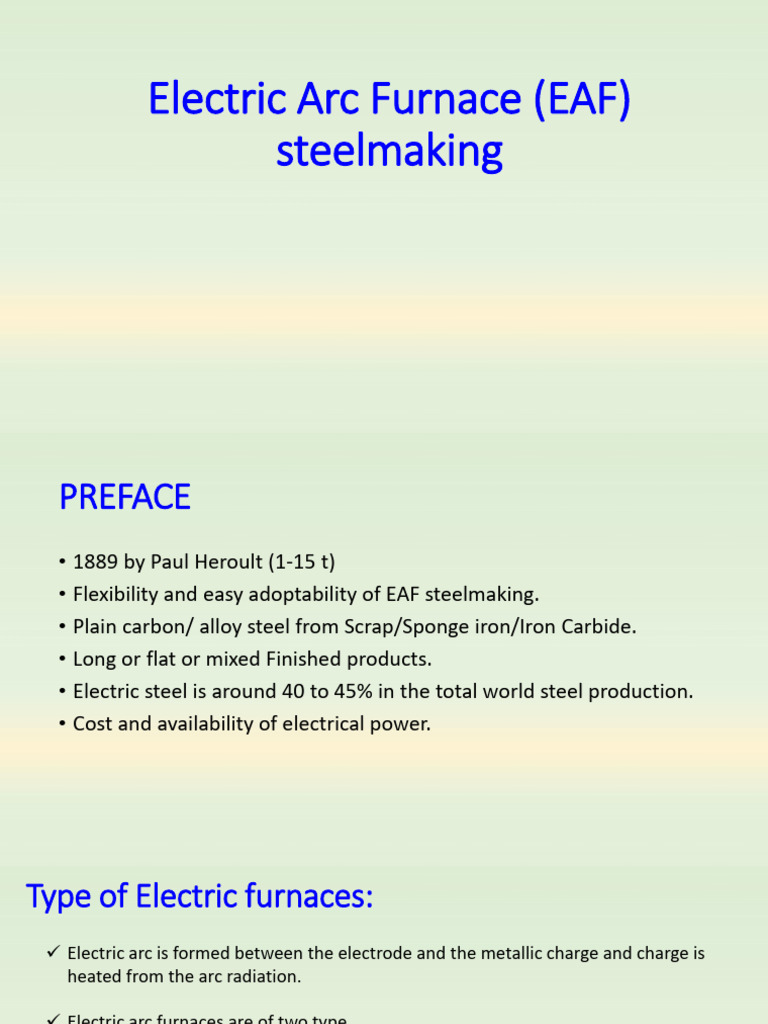 Electric Arc Furnace Steel Making | PDF | Steelmaking | Materials