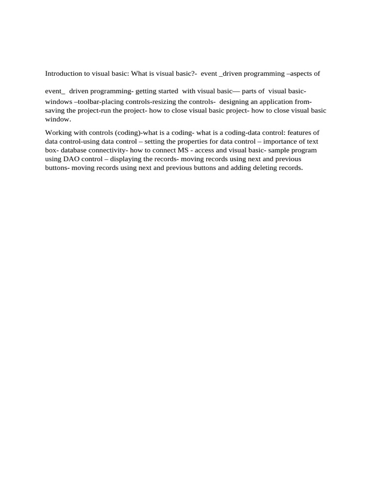 Introduction to Visual Basic | PDF