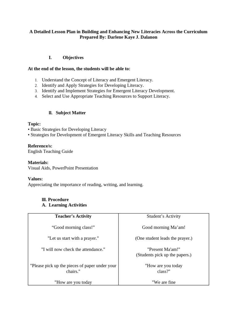 Detailed Lesson Plan copy | PDF | Reading Comprehension | Phonics