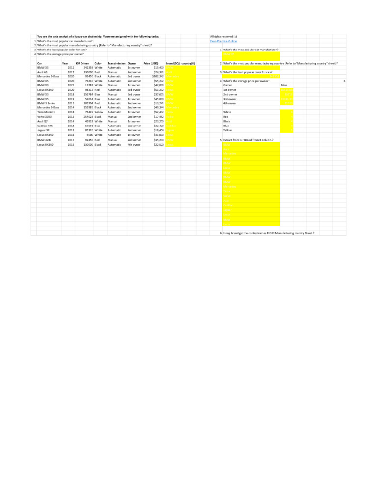 Data-Analyst-Exam-1 | PDF | Bmw | Lexus