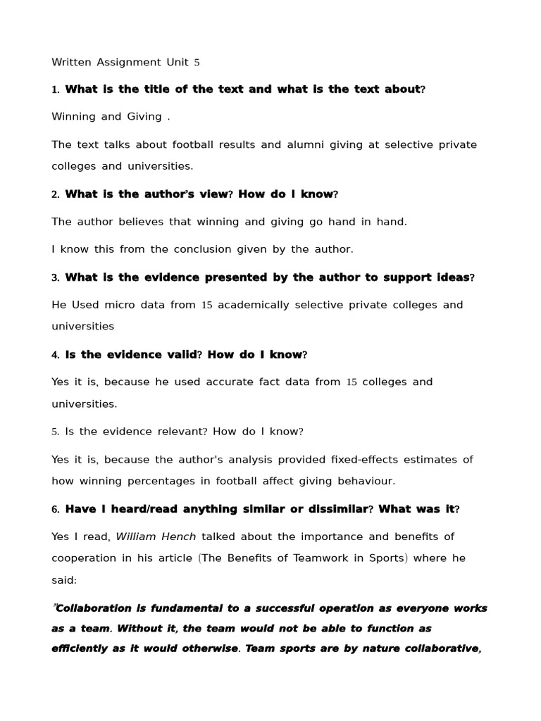 Written assignment | PDF