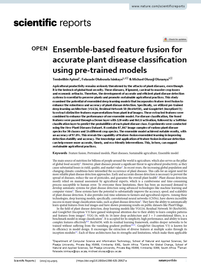 Ensemble-based Feature Fusion For Accurate Plant Disease Classification ...