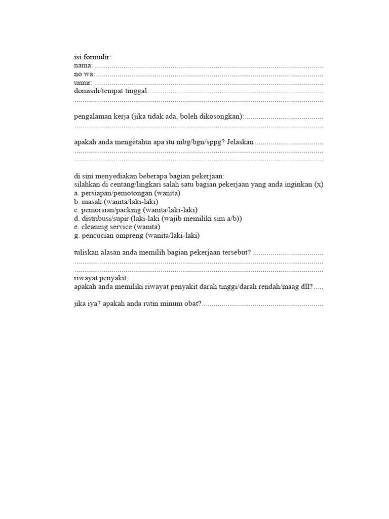 Isi Formulir (1) | PDF
