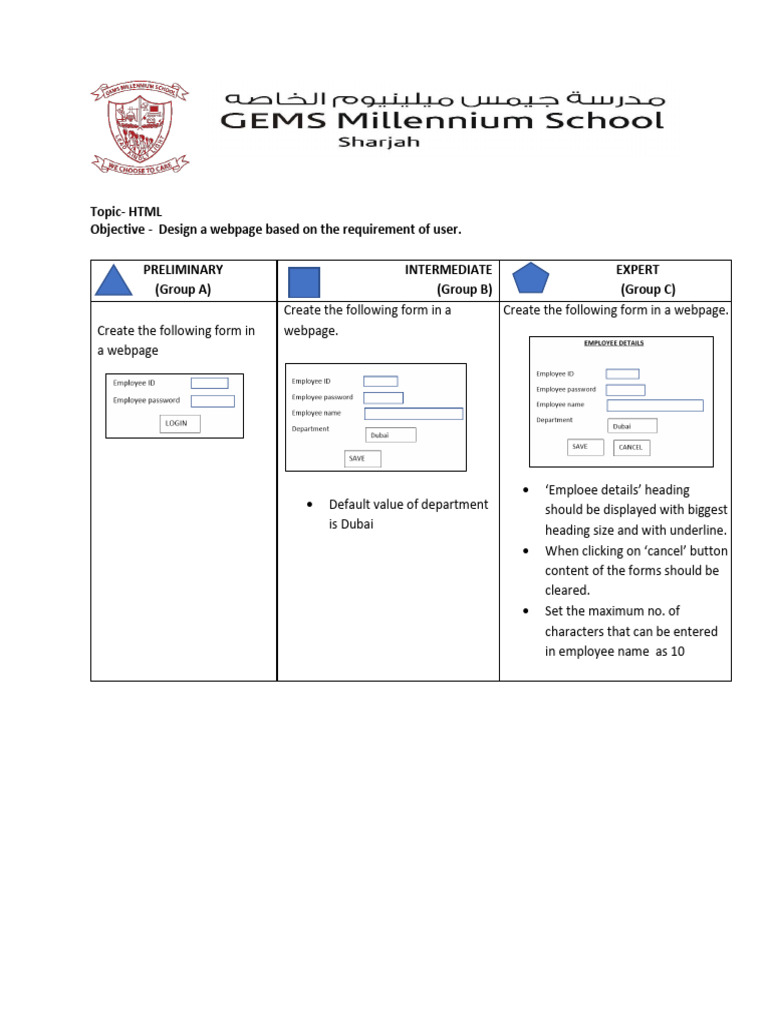 Worksheet HTML Forms | PDF