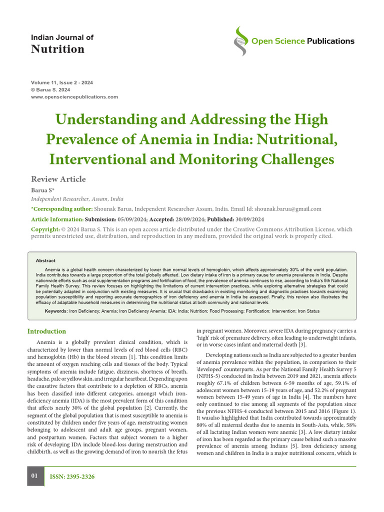 Understanding and addressing the high prevalence of Anemia in India ...