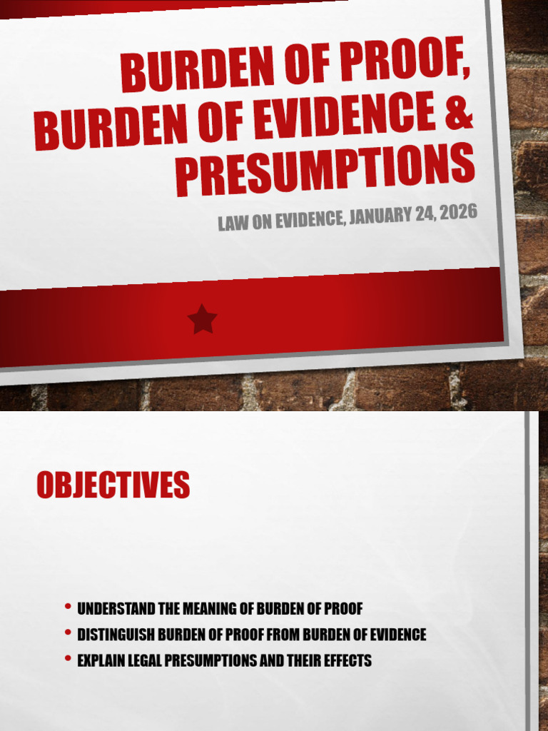 Burden of Proof Burden of Evidence and Presumptions | PDF | Burden Of ...