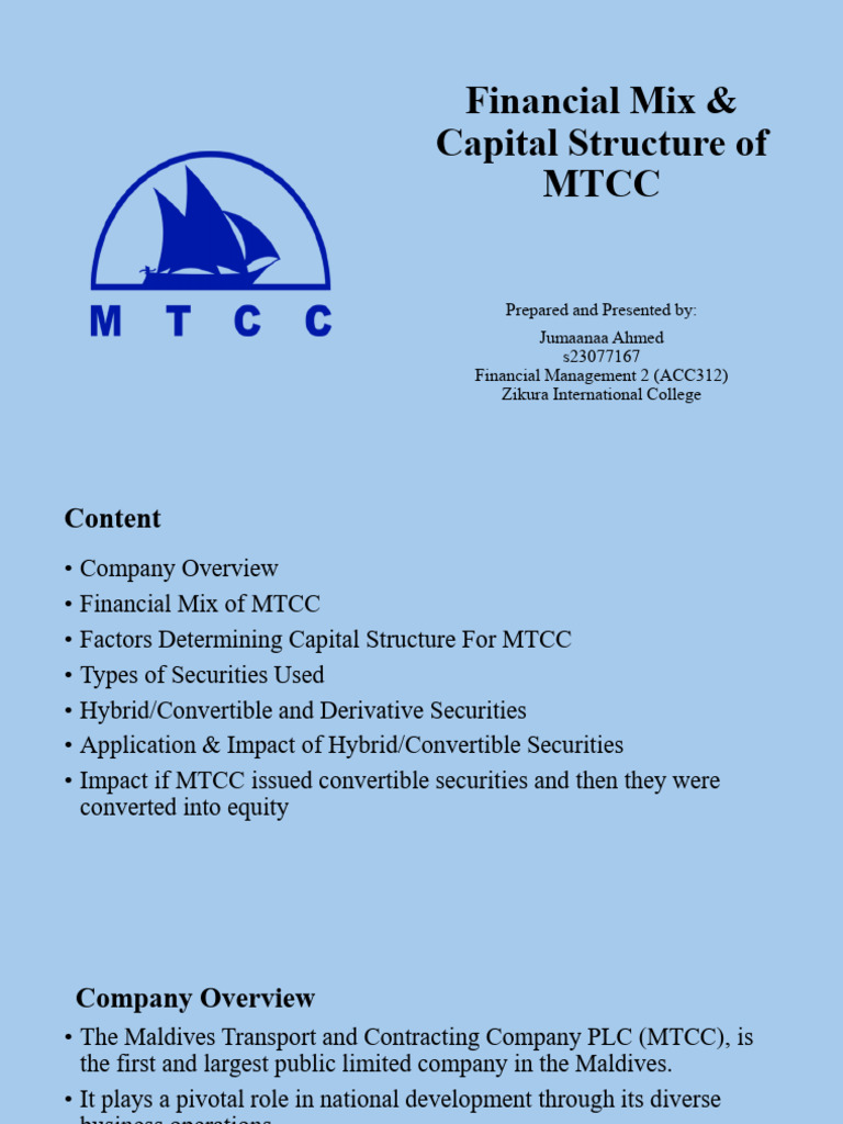Financial Mix Capital Structure of MTCC - Final | PDF
