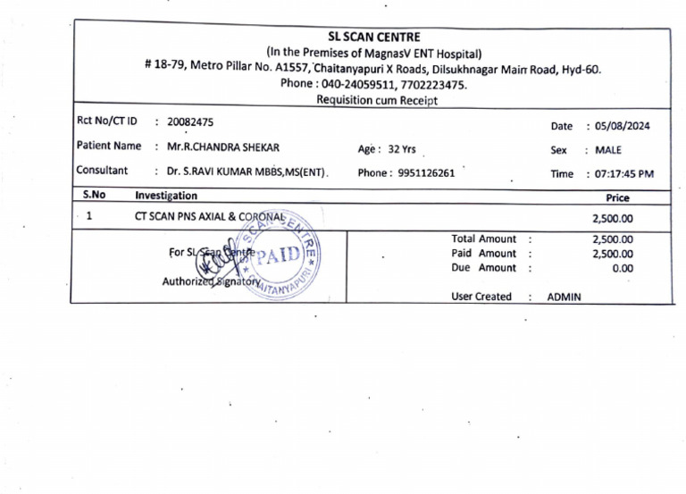 Ct Scan Bill | PDF