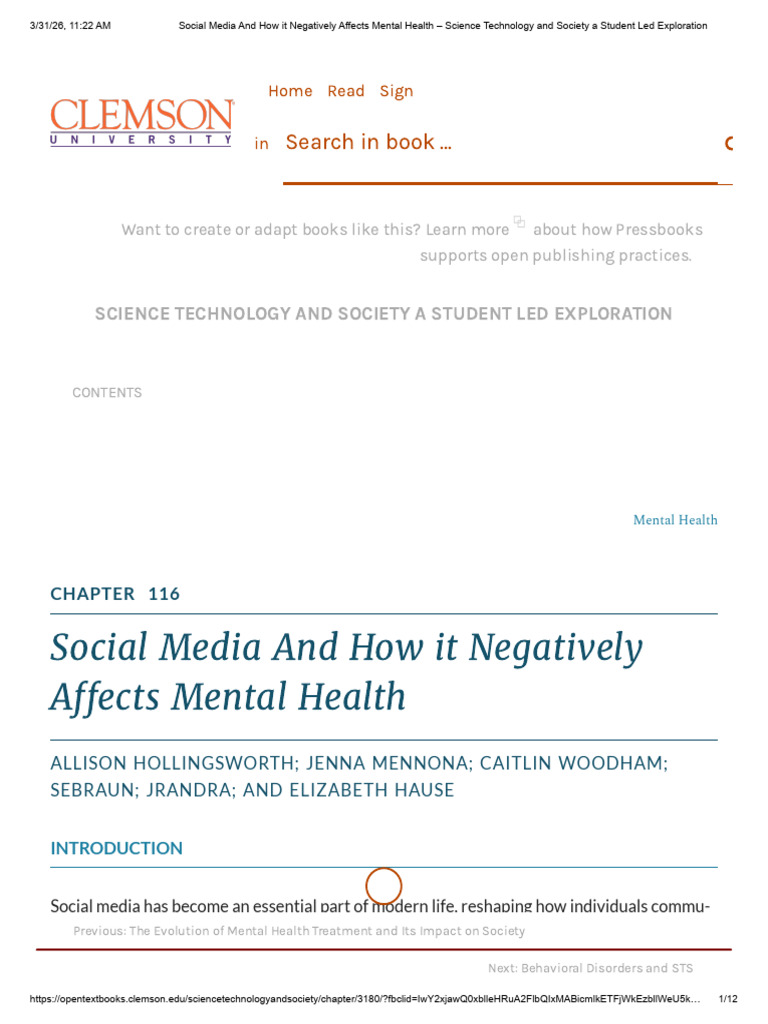 Social Media and How It Negatively Affects Mental Health – Science ...
