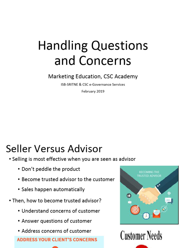 Marketing Education_Handling Questions & Concerns | PDF | Human ...