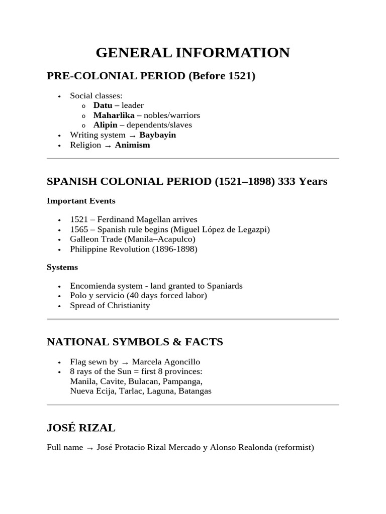 General Information | PDF | Philippines | Spanish East Indies