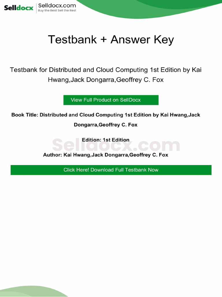 Distributed and Cloud Computing 1st Edition Solution Manual | PDF