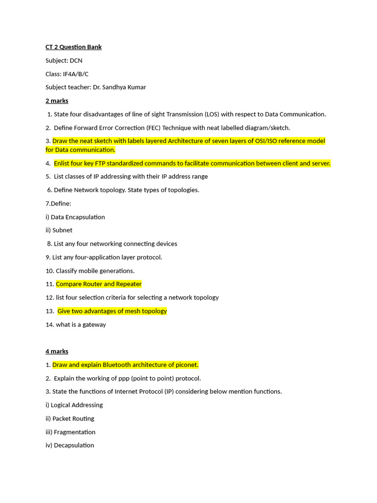 DCN CT2 QB-1 | PDF | Internet Protocols | Computer Network